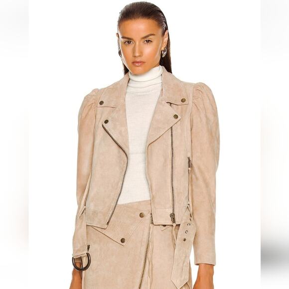 Retrofete Tai Suede Biker Jacket in Tan Size Small NWT - Picture 1 of 15